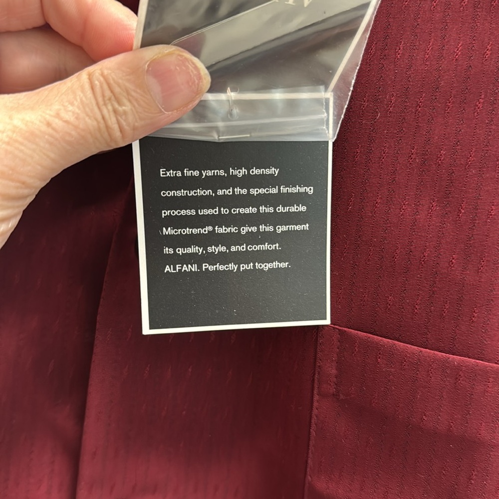 NWT Alfani Micotrend Men XXL Long Sleeve Button Down Burgundy Color Dress Shirt - Picture 13 of 14